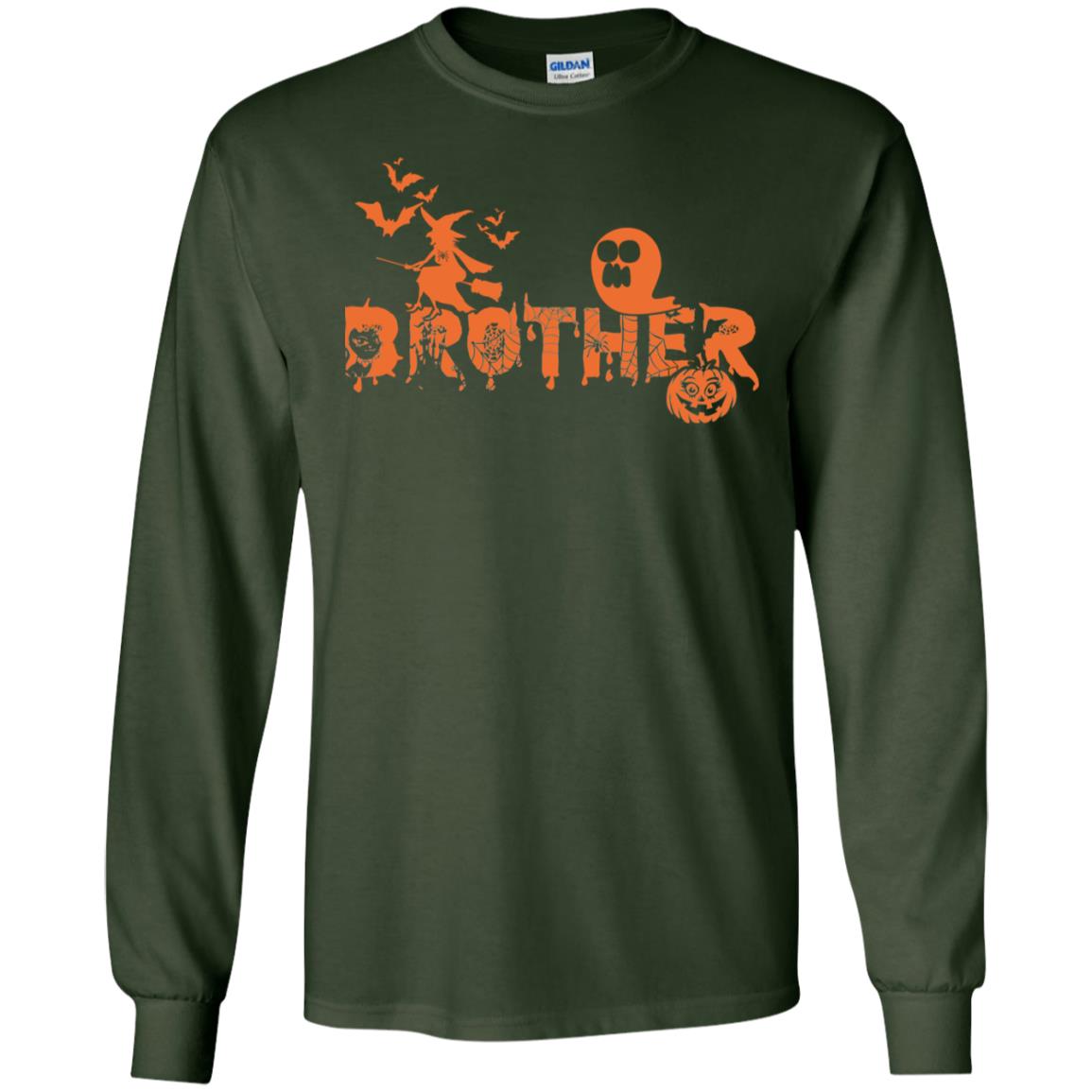Halloween Pumpkin Brother Family Shirt Forest Green