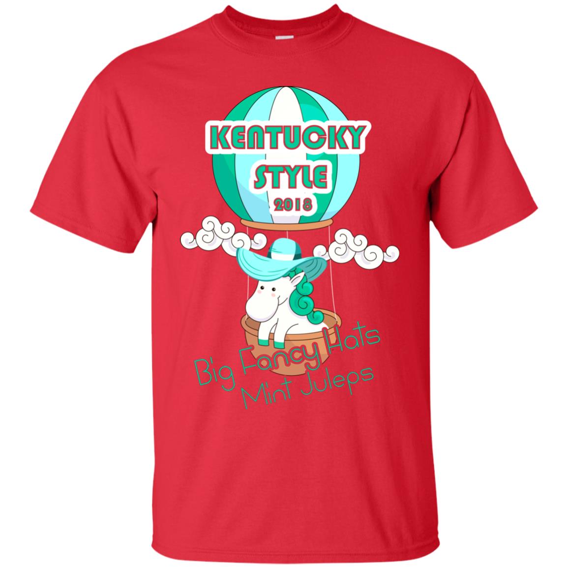 Kentucky Style 2018 Big Fancy Hats Mint Juleps Horse Racing Shirt Red