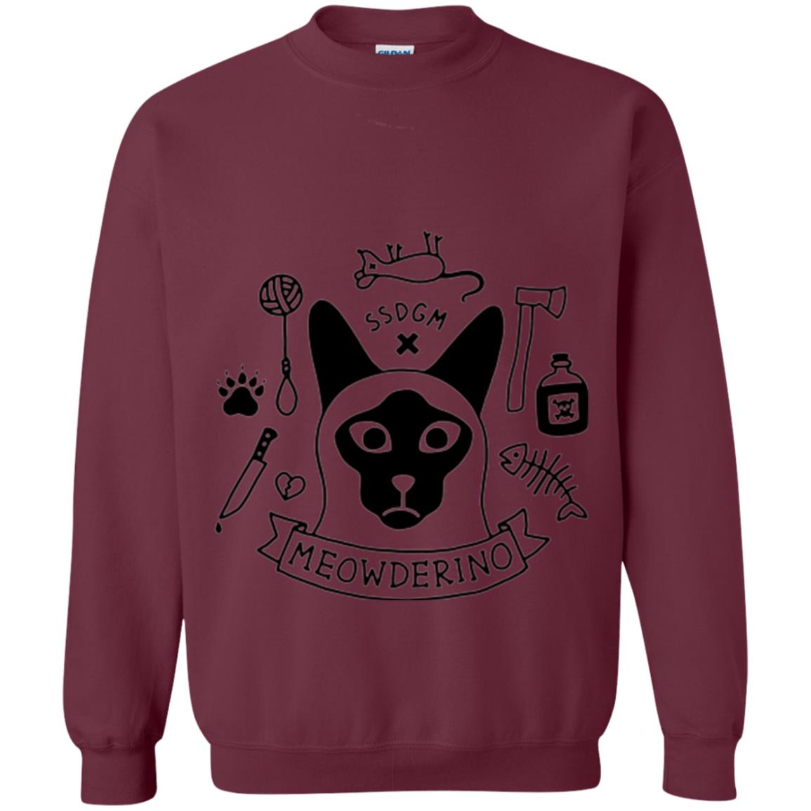 Meowderino T-shirt True Crime Cat Maroon