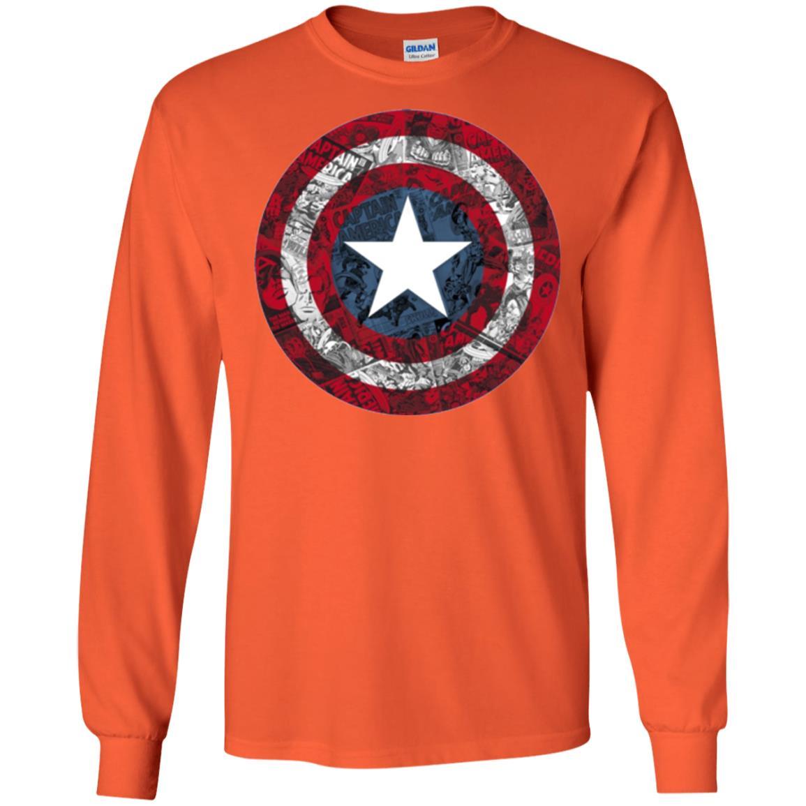 Film T-shirt Captain America Avengers Shield Comic Graphic Orange