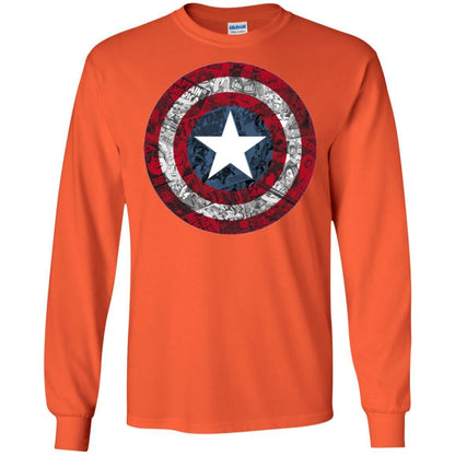 Film T-shirt Captain America Avengers Shield Comic Graphic Orange