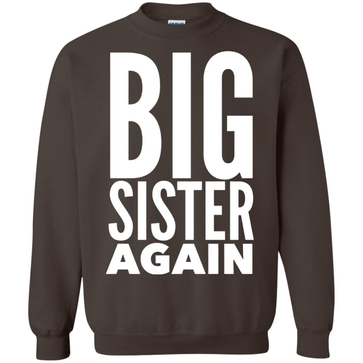 Big Sister Again Sibling Family T-shirt Dark Chocolate