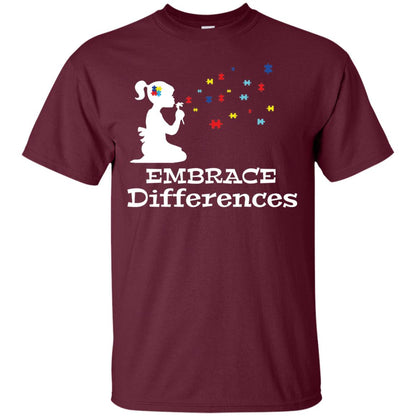 Embrace Differences Autism Awareness T-shirt Maroon
