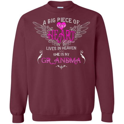 A Big Piece Of My Heart Lives In Heaven She Is My Grandma Grandchildren Gift Shirt Maroon
