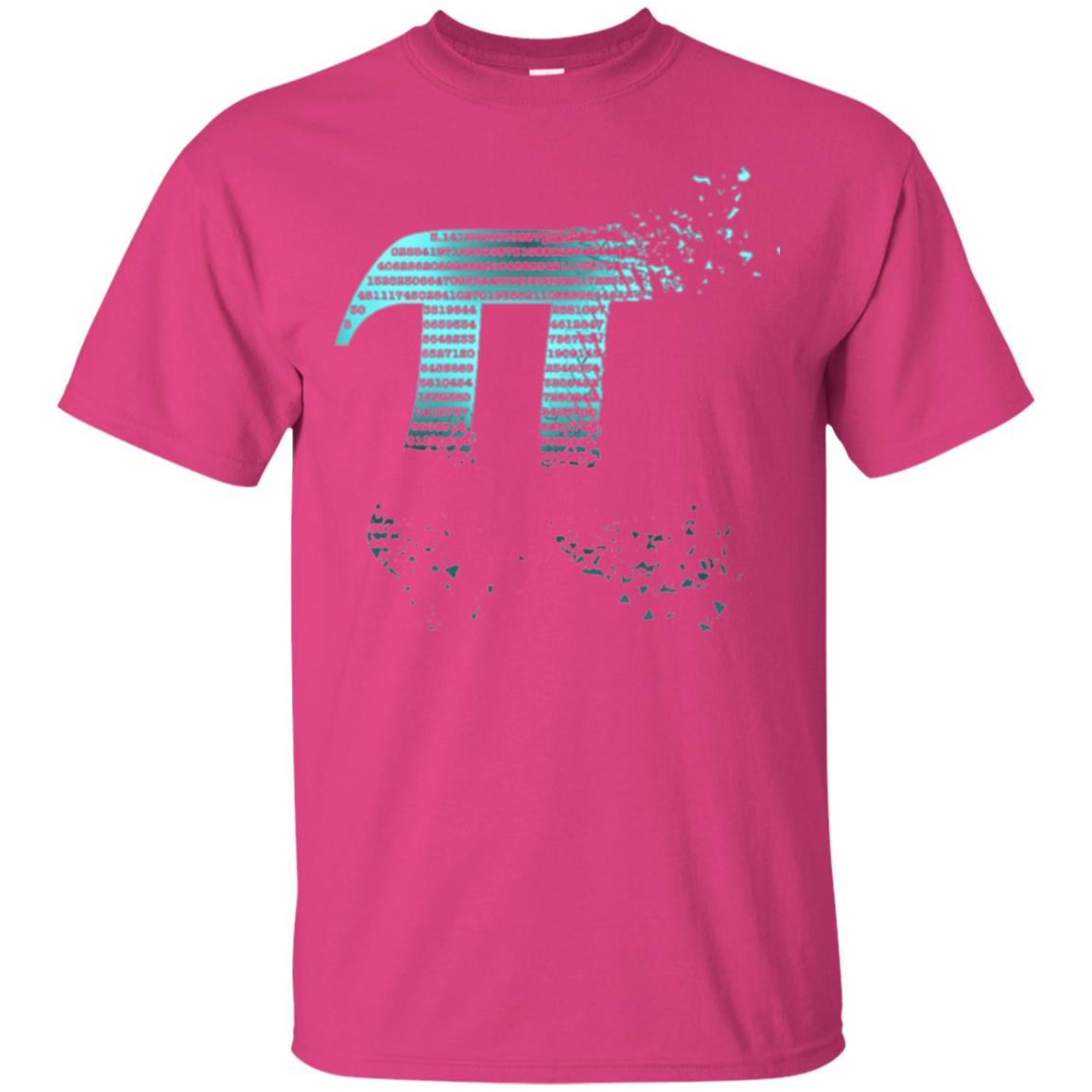 Pi Shattered Teal Designer Pi Day T-shirt Heliconia