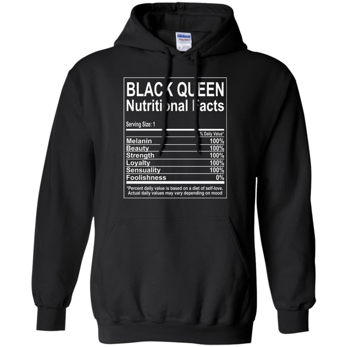 Black Queen Nutritional Facts T-shirt Self Love Black