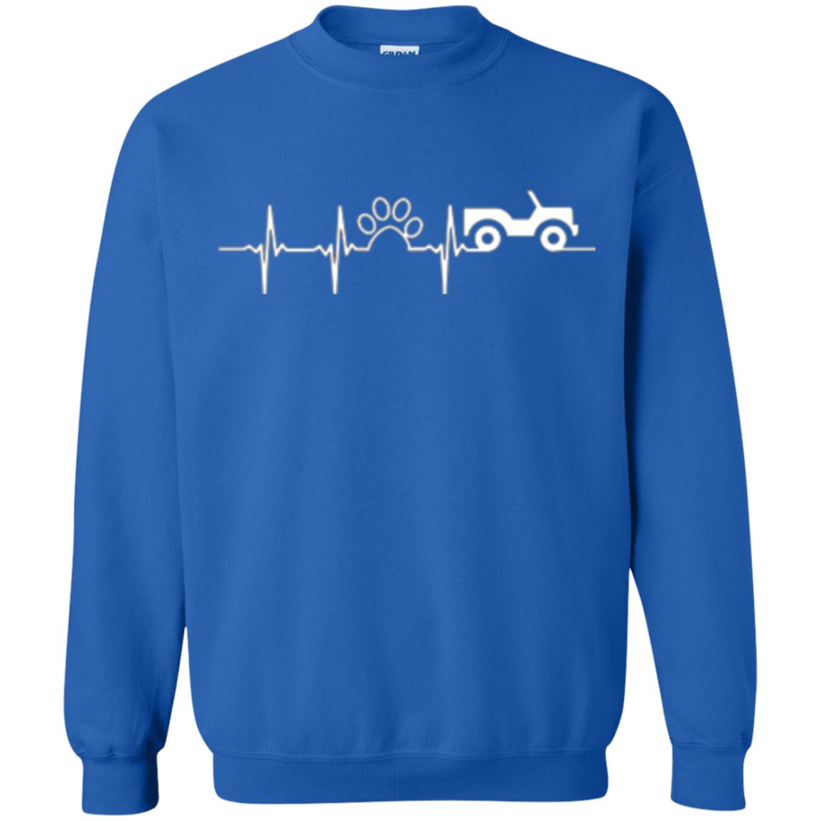 Cat Lovers T-shirt Jeep And Paw Heartbeat Royal
