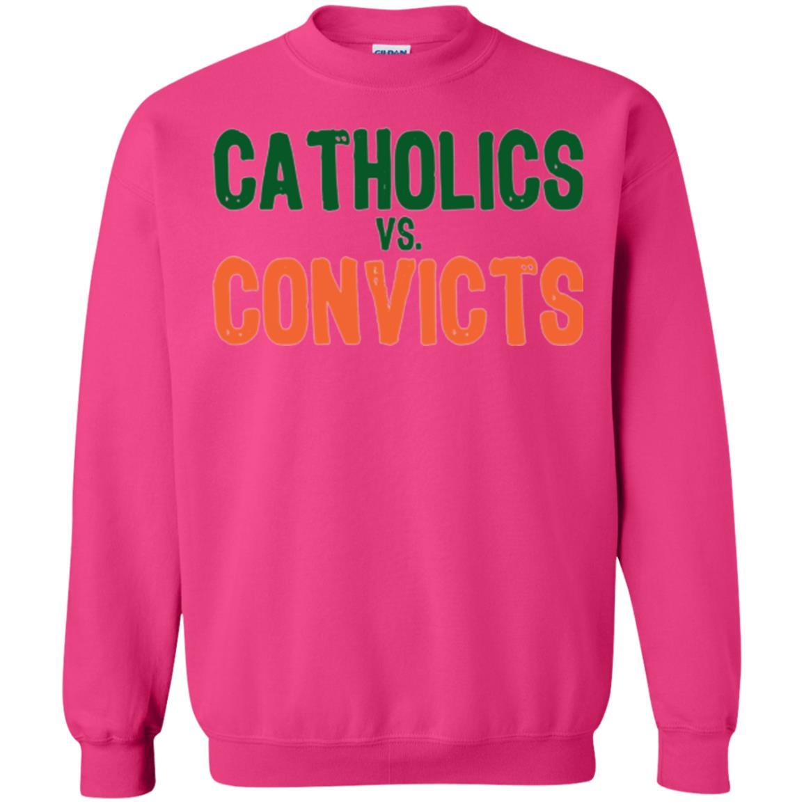 Football T-shirt Distressed Catholics Vs. Convicts 1988 Classic Heliconia