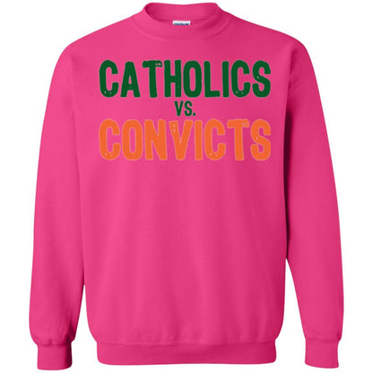 Football T-shirt Distressed Catholics Vs. Convicts 1988 Classic Heliconia