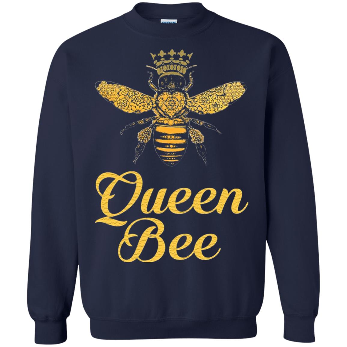 Bee Lover T-shirt Queen Bee Crown T-shirt Navy