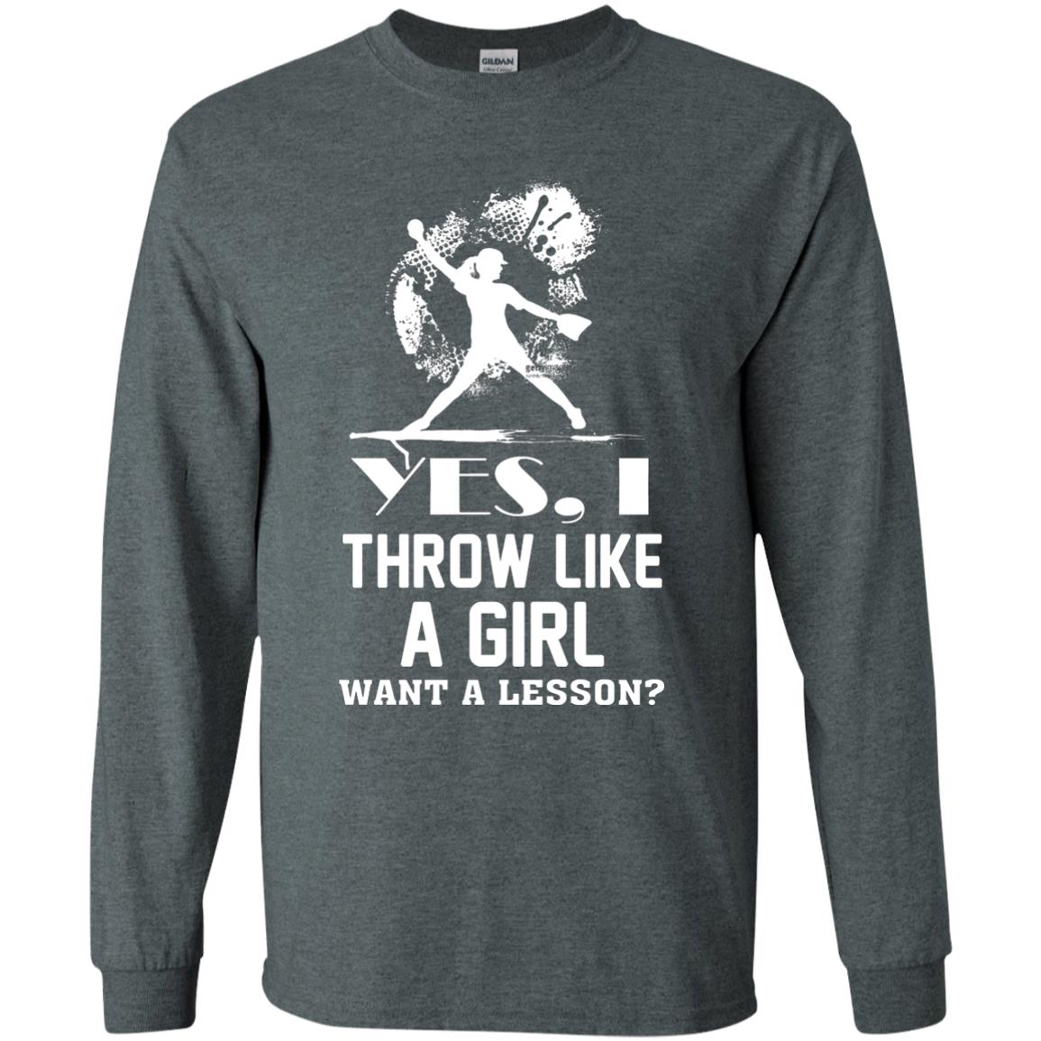 Yes, I Throw Like A Girl Want A Lesson Basebal T-shirt Dark Heather