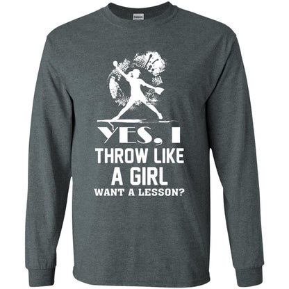 Yes, I Throw Like A Girl Want A Lesson Basebal T-shirt Dark Heather