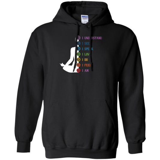 Chakra Meditation Yoga T-shirt I Speak I Love I Do I Feel I Am Black