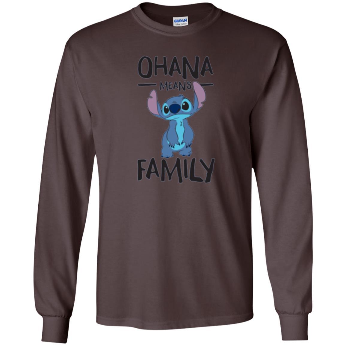 Disney Stitch T-shirt Ohana Means Family Dark Chocolate