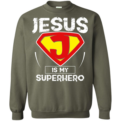 Jesus Is My Superhero Christian Movie Fan T-shirt Military Green