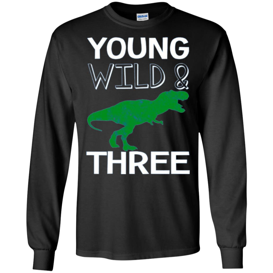 Dinosaur T-shirt Young Wild And Three Black