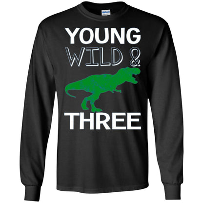 Dinosaur T-shirt Young Wild And Three Black
