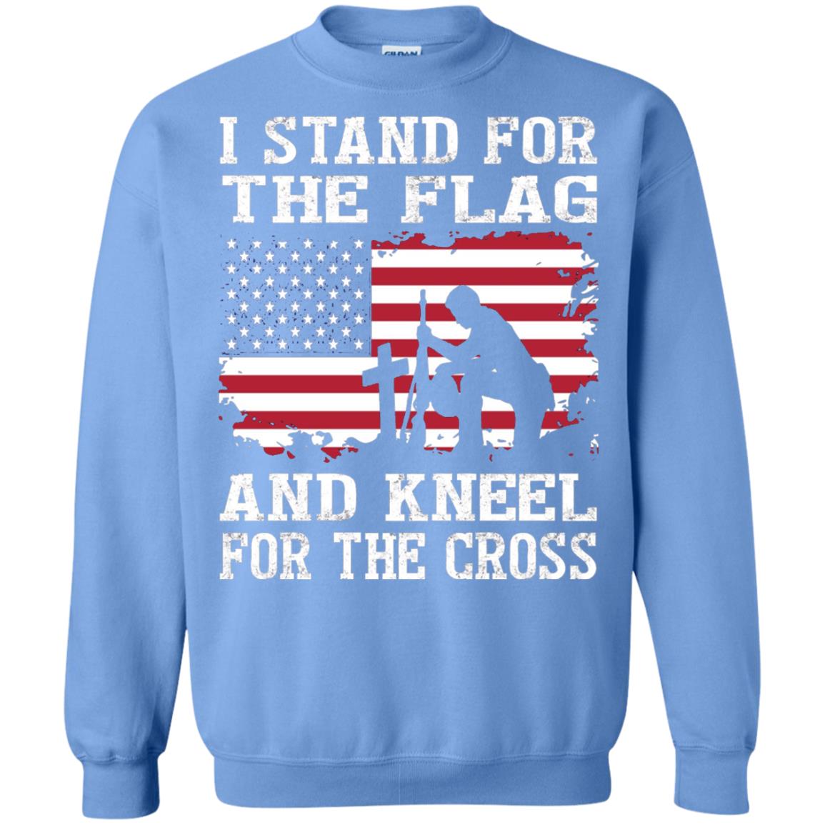 I Stand For The Flag And Kneel For The Cross Military T-shirt Carolina Blue
