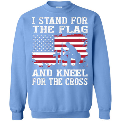 I Stand For The Flag And Kneel For The Cross Military T-shirt Carolina Blue