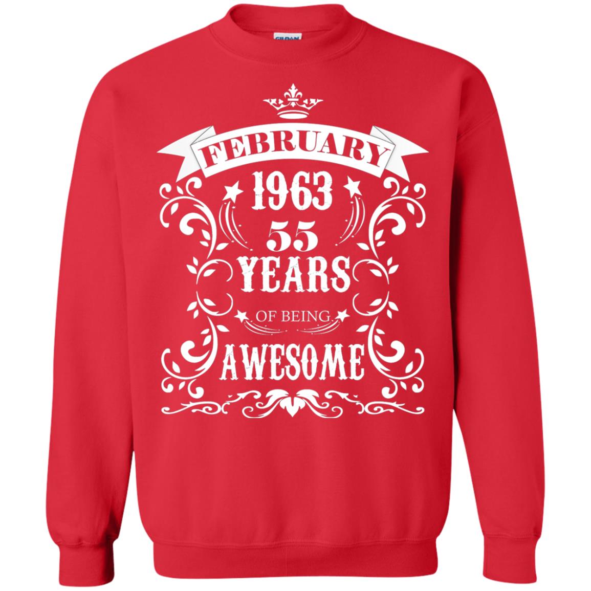 55th Birthday Shirt Awesome Born In February 1963 55 Years Of Being Awesome Red