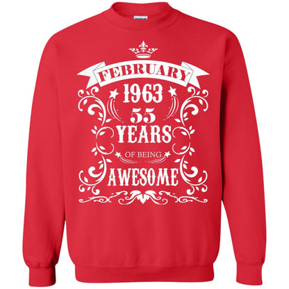 55th Birthday Shirt Awesome Born In February 1963 55 Years Of Being Awesome Red