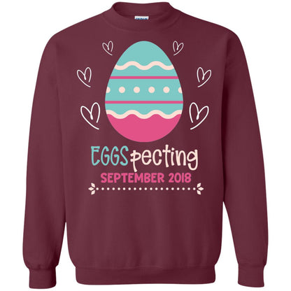 Easter Pregnancy Announcement Shirt Eggspecting September 2018 Maroon