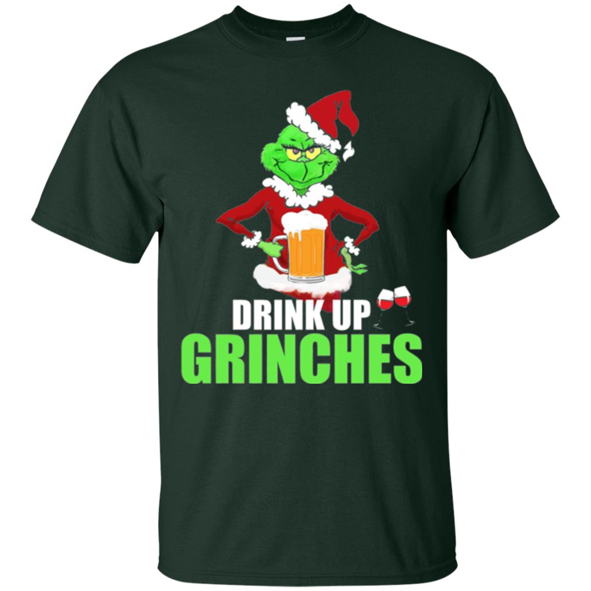 Christmas T-shirt Drink Up Grinches Forest Green