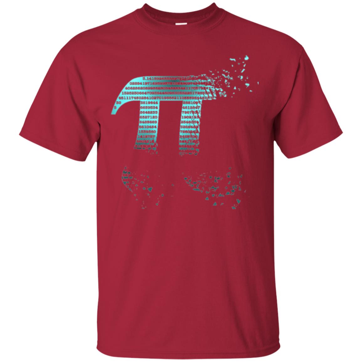 Pi Shattered Teal Designer Pi Day T-shirt Cardinal