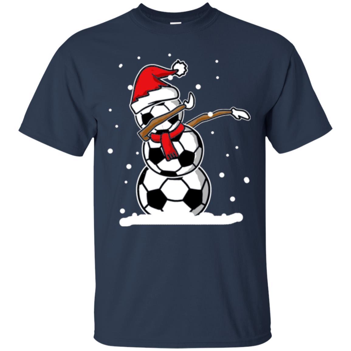 Christmas T-shirt Dabbing Snowman Soccer Navy