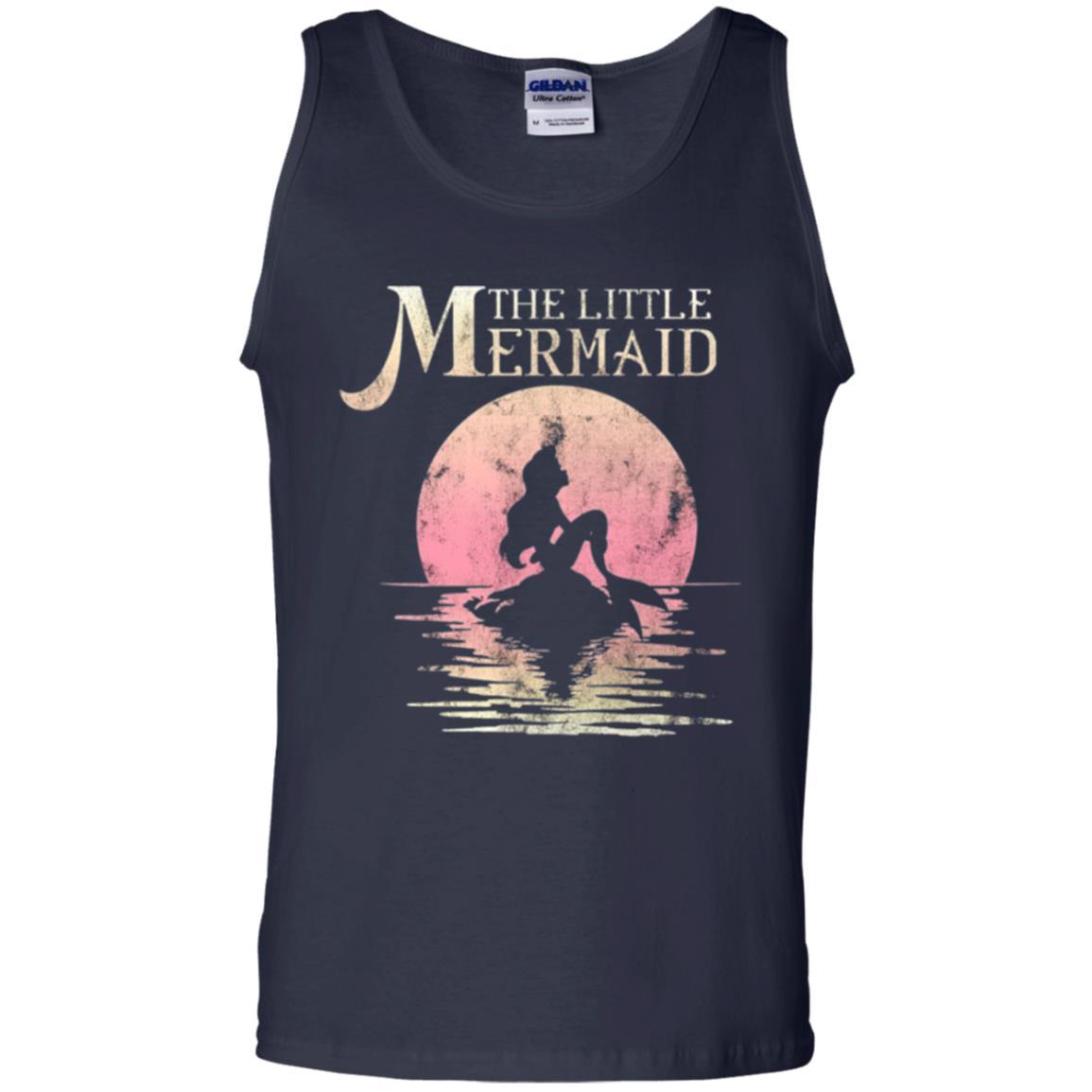 Cartoon T-shirt The Little Mermaid Ariel Rock Moon Silhouette Navy