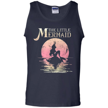 Cartoon T-shirt The Little Mermaid Ariel Rock Moon Silhouette Navy