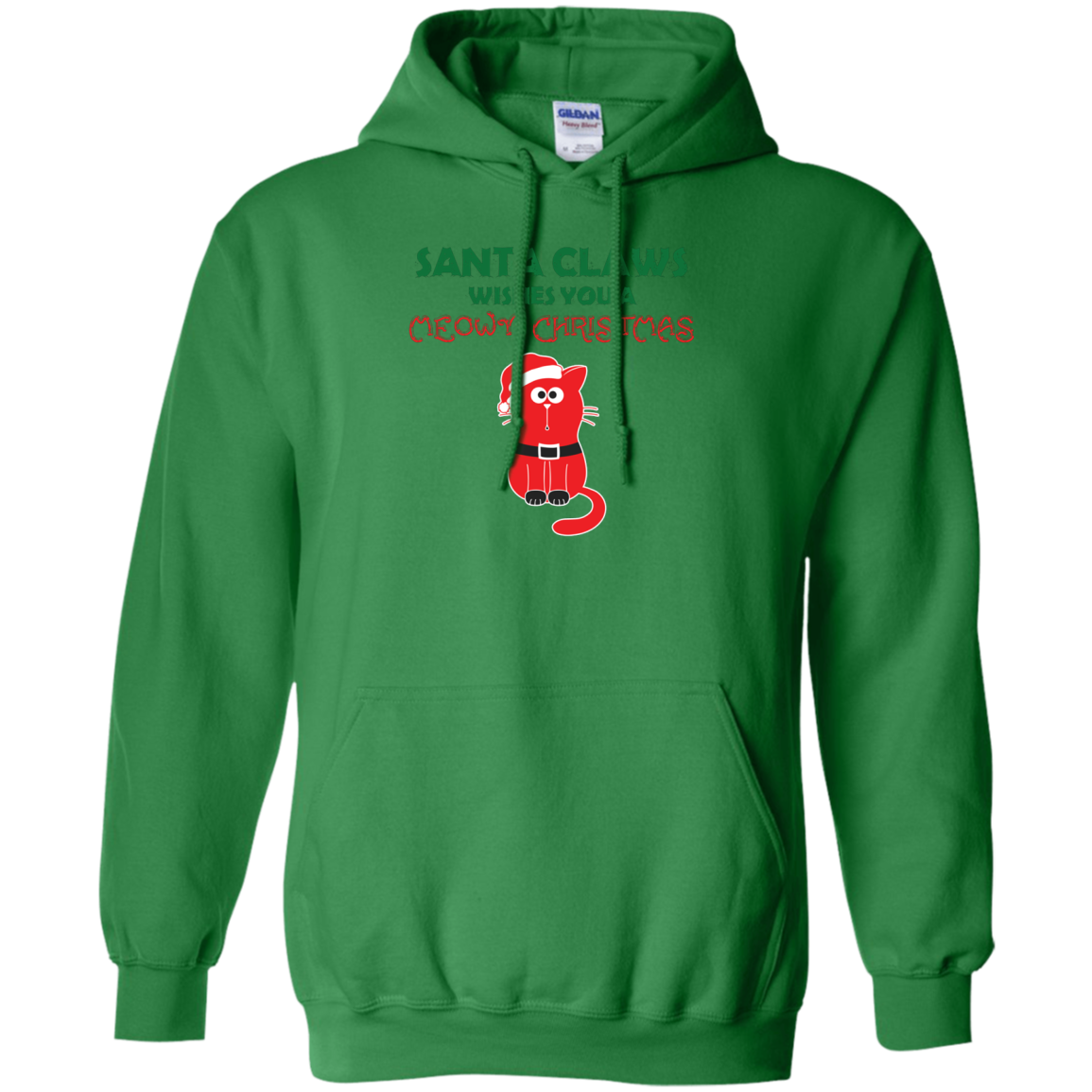 Christmas T-shirt Santa Claws Wishes You A Meowy Christmas Irish Green
