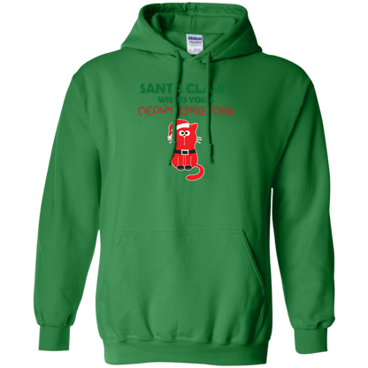 Christmas T-shirt Santa Claws Wishes You A Meowy Christmas Irish Green