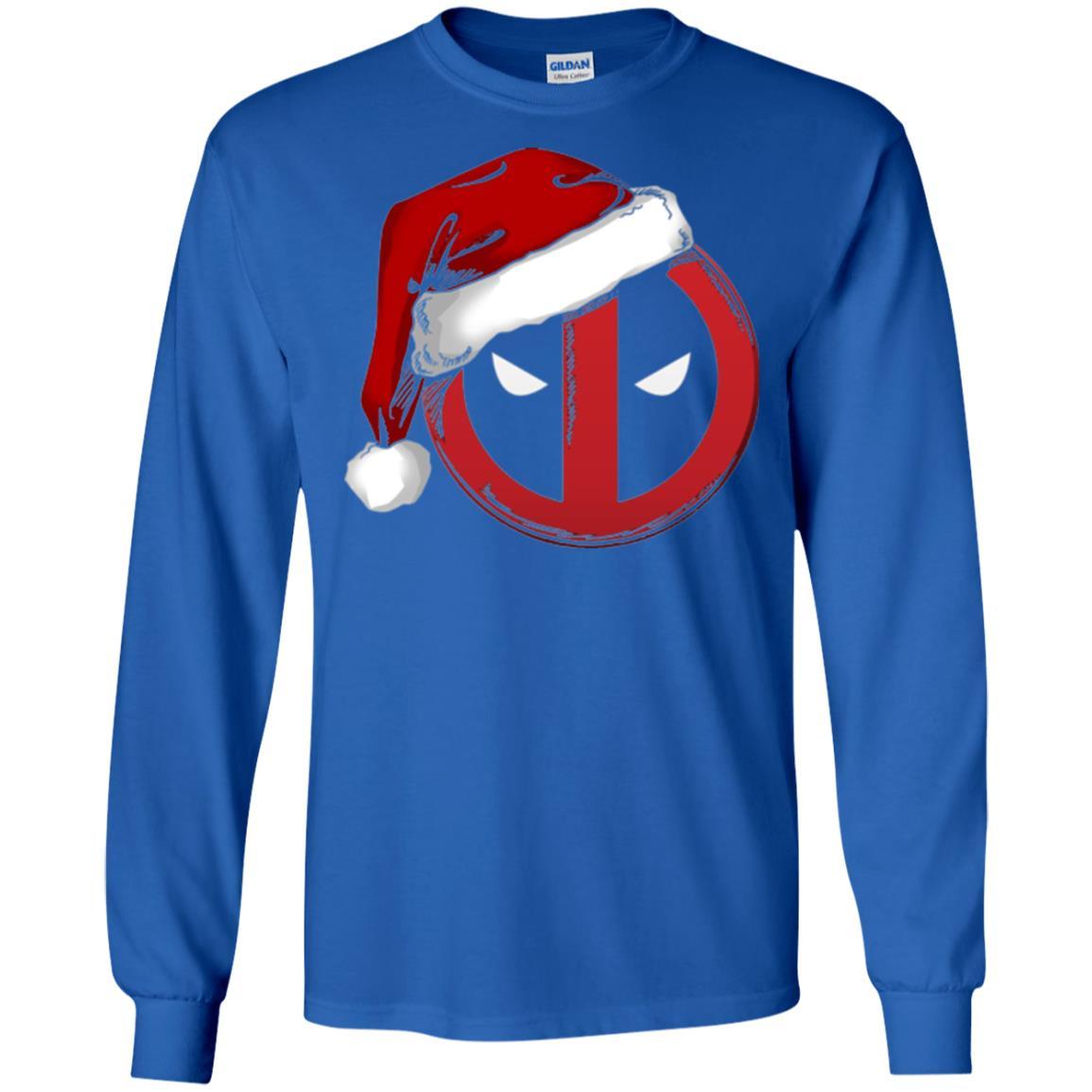 Christmas T-shirt Marvel Deadpool Icon Santa Hat Christmas Graphic Royal