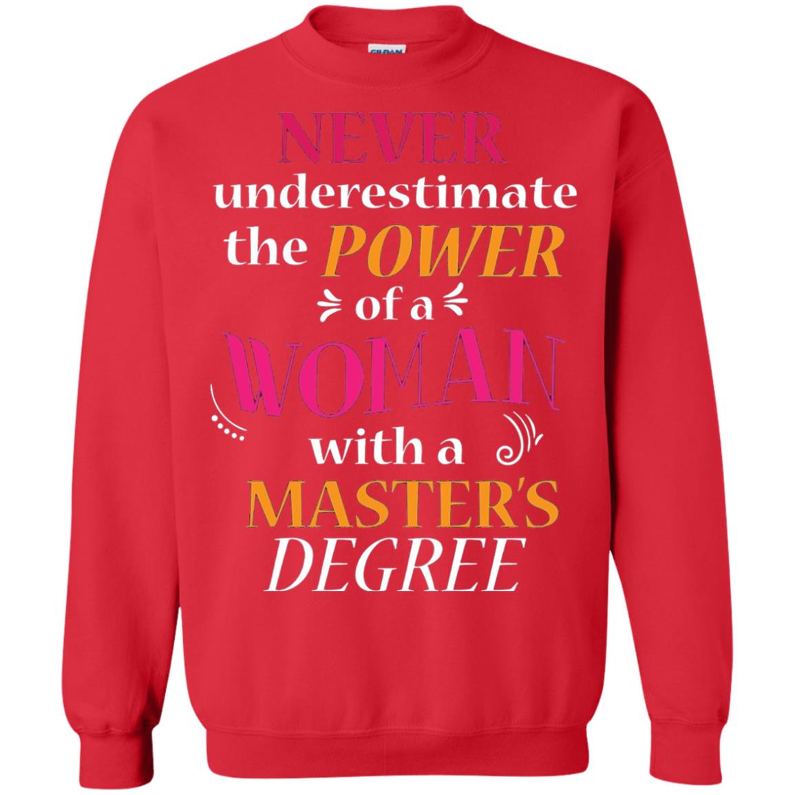 Funny Masters Degree T-shirt Never Underestimate The Power Red