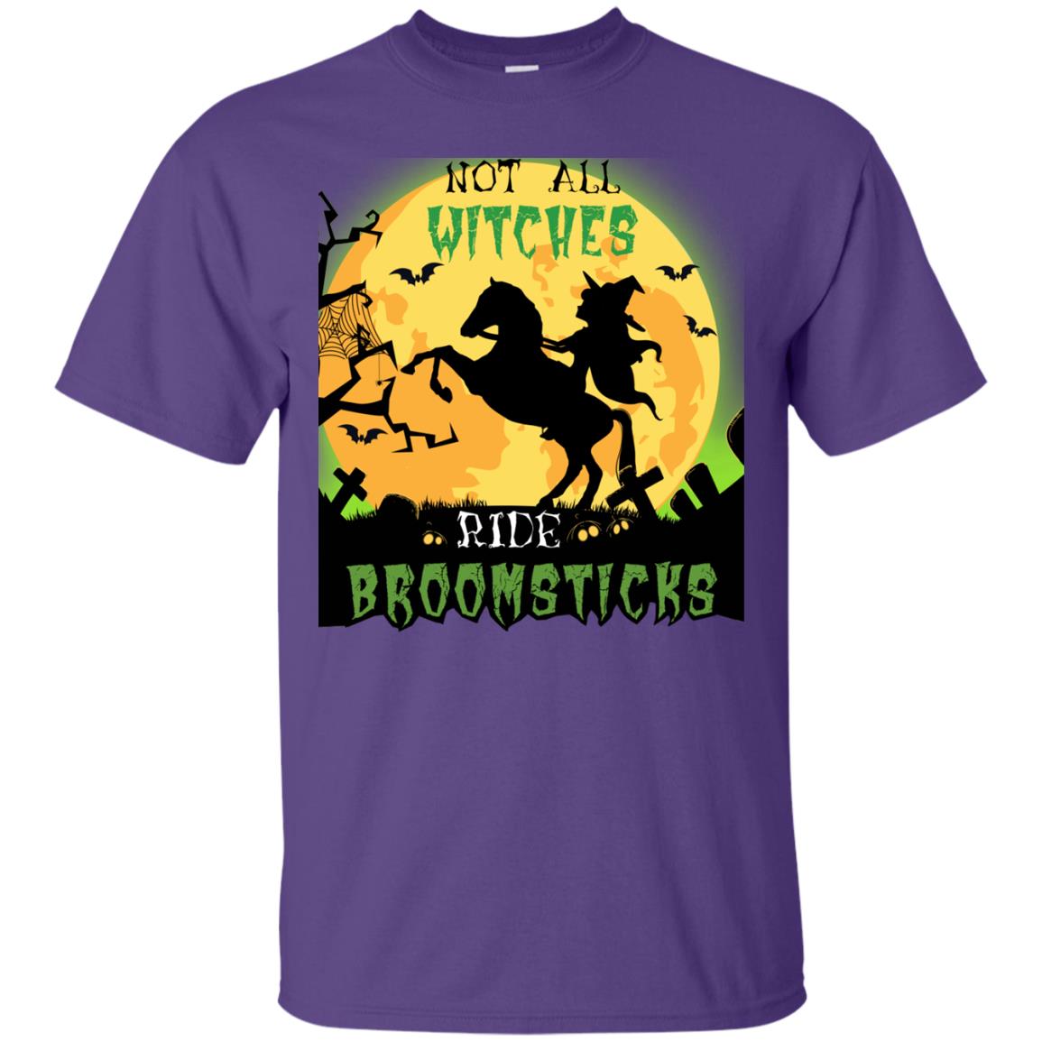 Not All Witches Ride Broomsticks Witches Ride A Horse Funny Halloween Shirt Purple