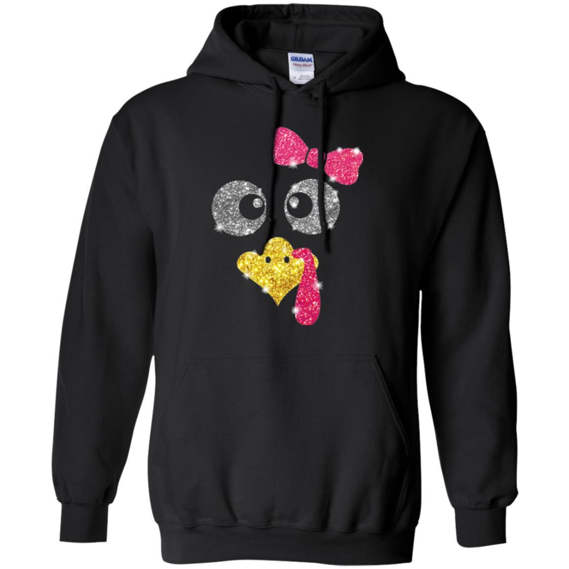 Thanksgiving T-shirt Turkey Face Girl T-shirt Black