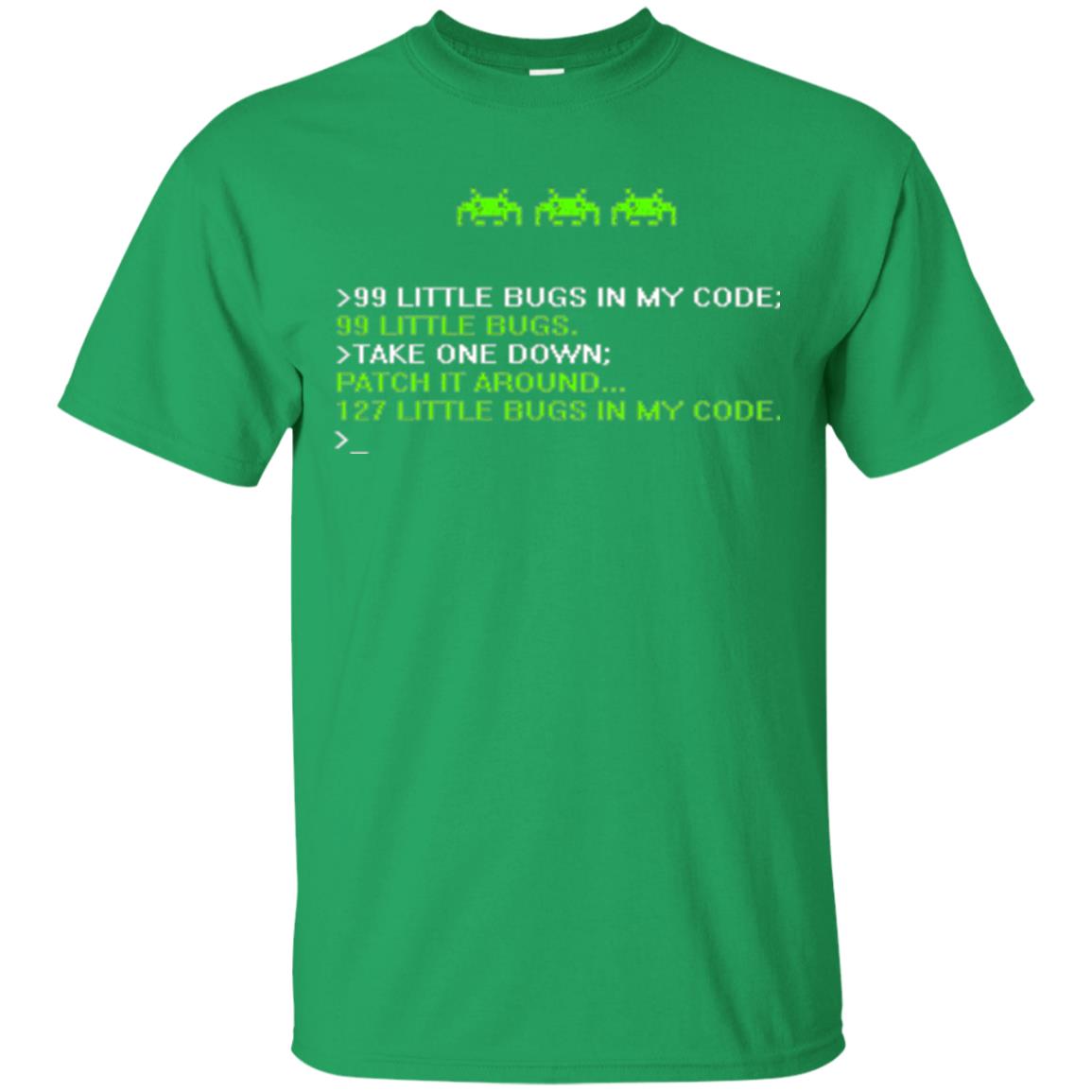 Programmer T-shirt 99 Little Bugs In My Code Irish Green