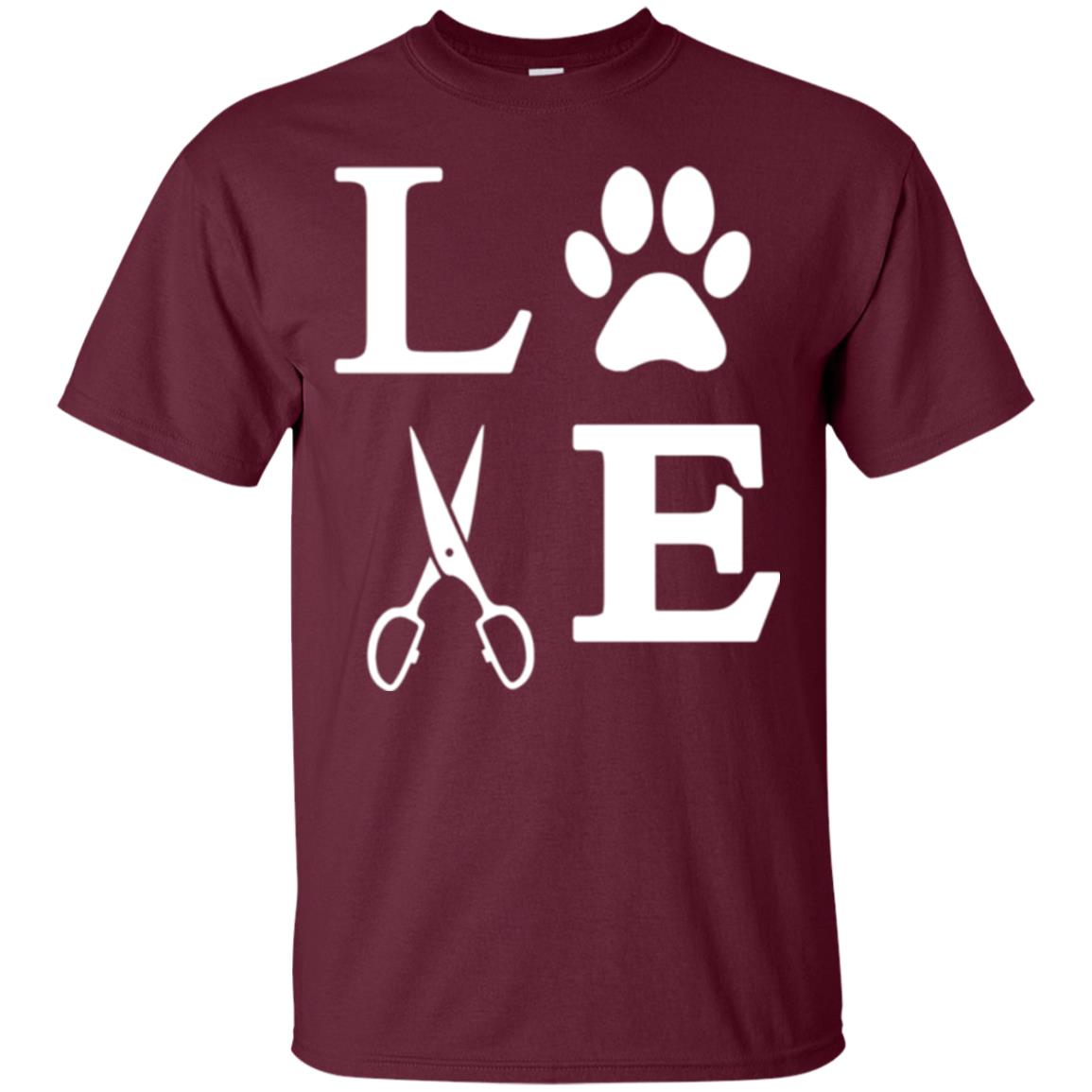 Love Dogs Dog Groomer Paw Dog Lover T-shirt Maroon