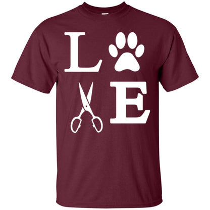 Love Dogs Dog Groomer Paw Dog Lover T-shirt Maroon