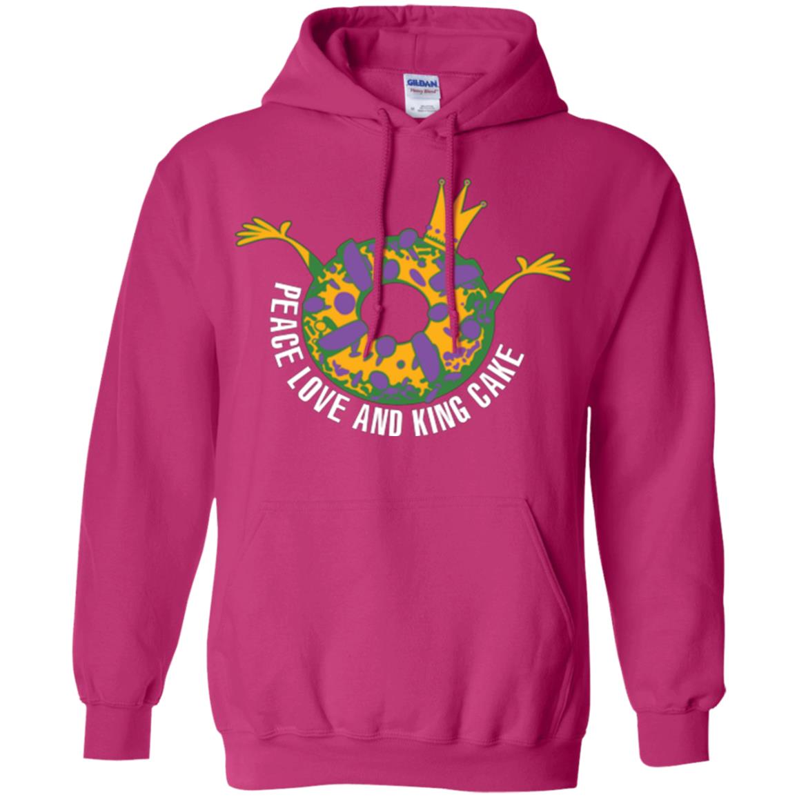 Mardi Gras T-shirt Peace Love And King Cake Heliconia