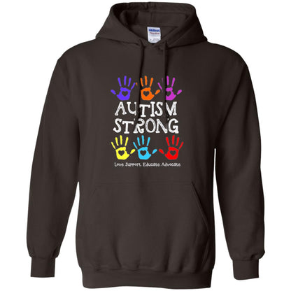 Autism Awareness T-shirt Autism Strong Love Support Educate Advocate Dark Chocolate