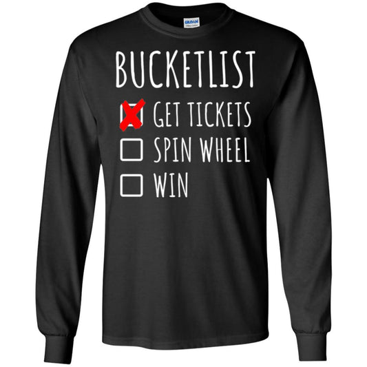 Game Show T-shirt Bucket List Spin Wheel Win Black