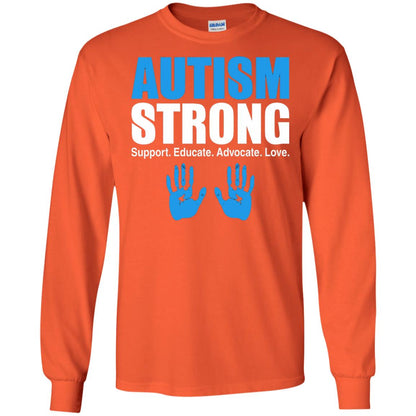 Autism Strong Support Educate Advocate Love T-shirt Orange