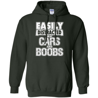 Car Lover T-shirt Easily Distracted By Cars And Boobs Forest Green
