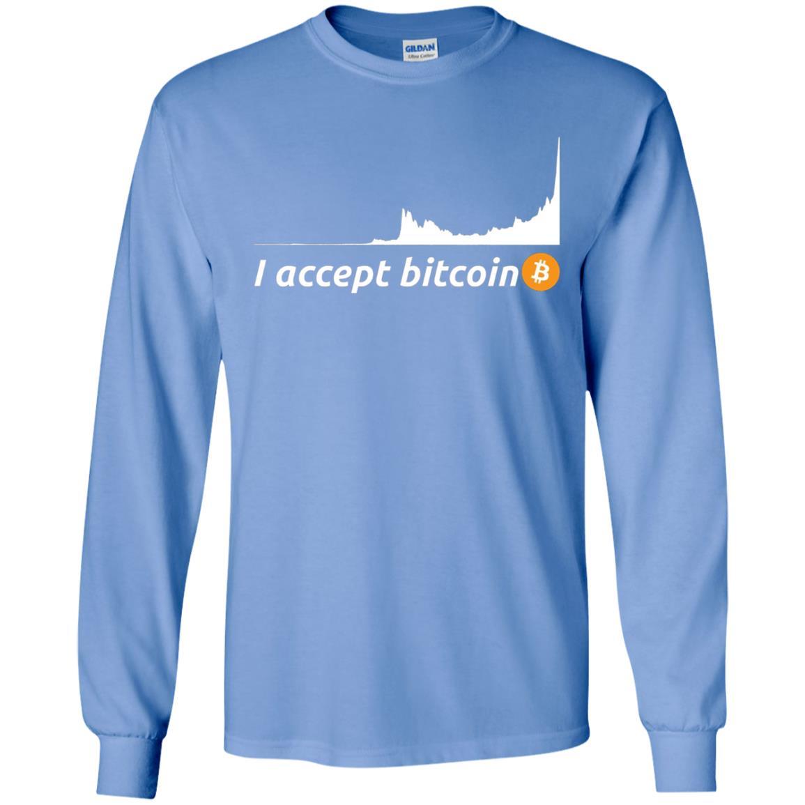 Cryptocurrency T-shirt I Accept Bitcoin Carolina Blue