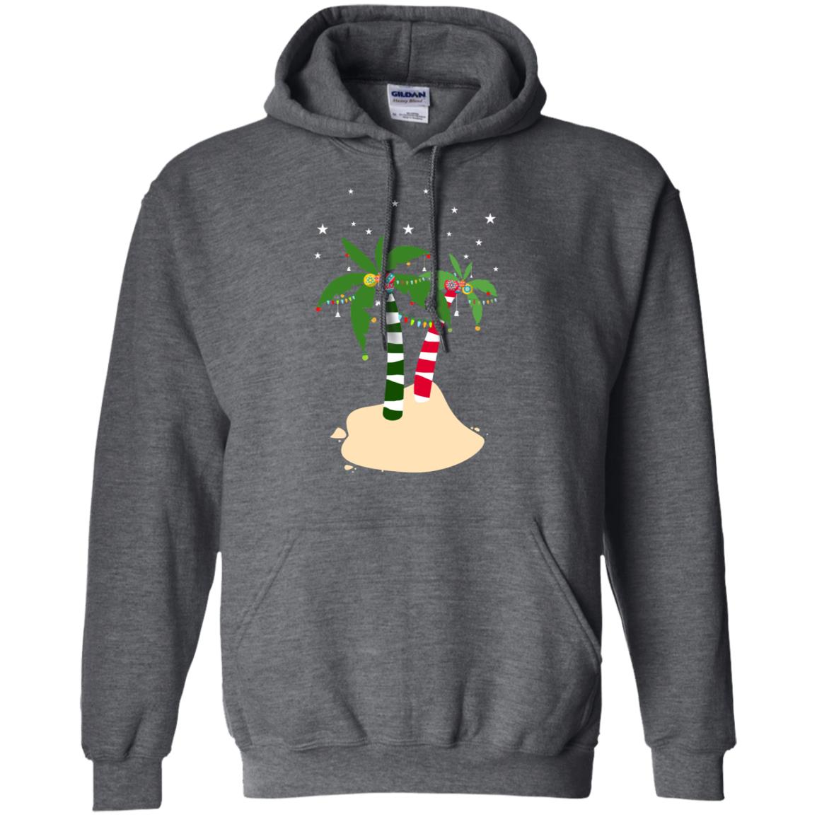 Decorated Tropical Coconut Tree Merry X-mas 2018 Gift Shirt Dark Heather