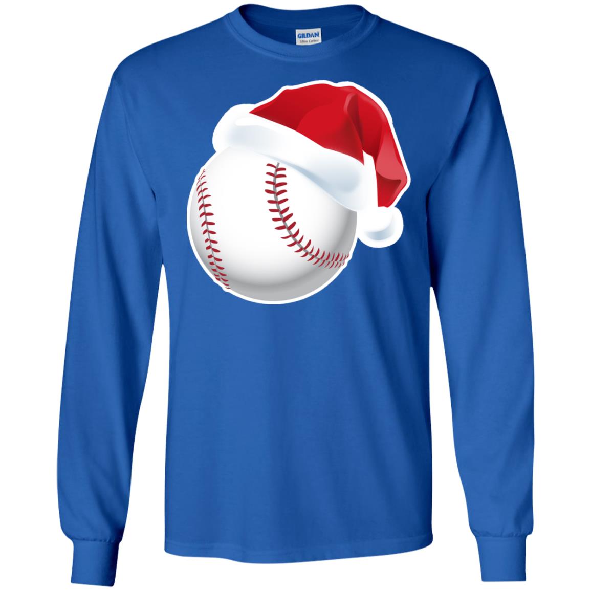 Baseball With Santa Claus Hat X-mas Shirt For Baseball Lovers Royal