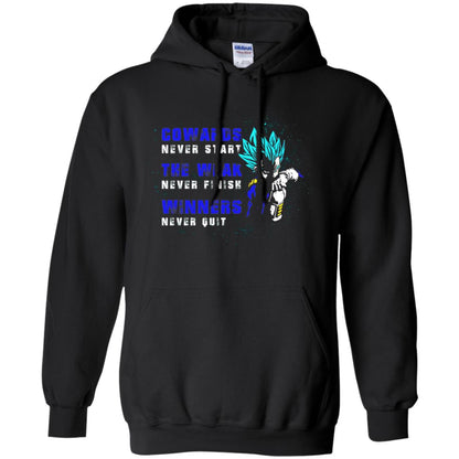 Cowards Never Start The Weak Never Finish Comic T-shirt Black