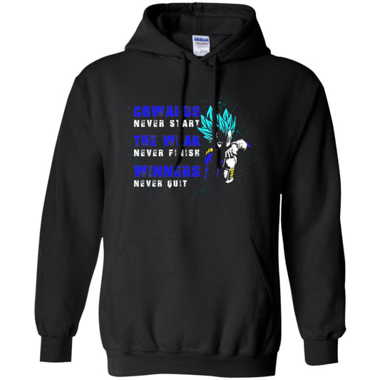 Cowards Never Start The Weak Never Finish Comic T-shirt Black